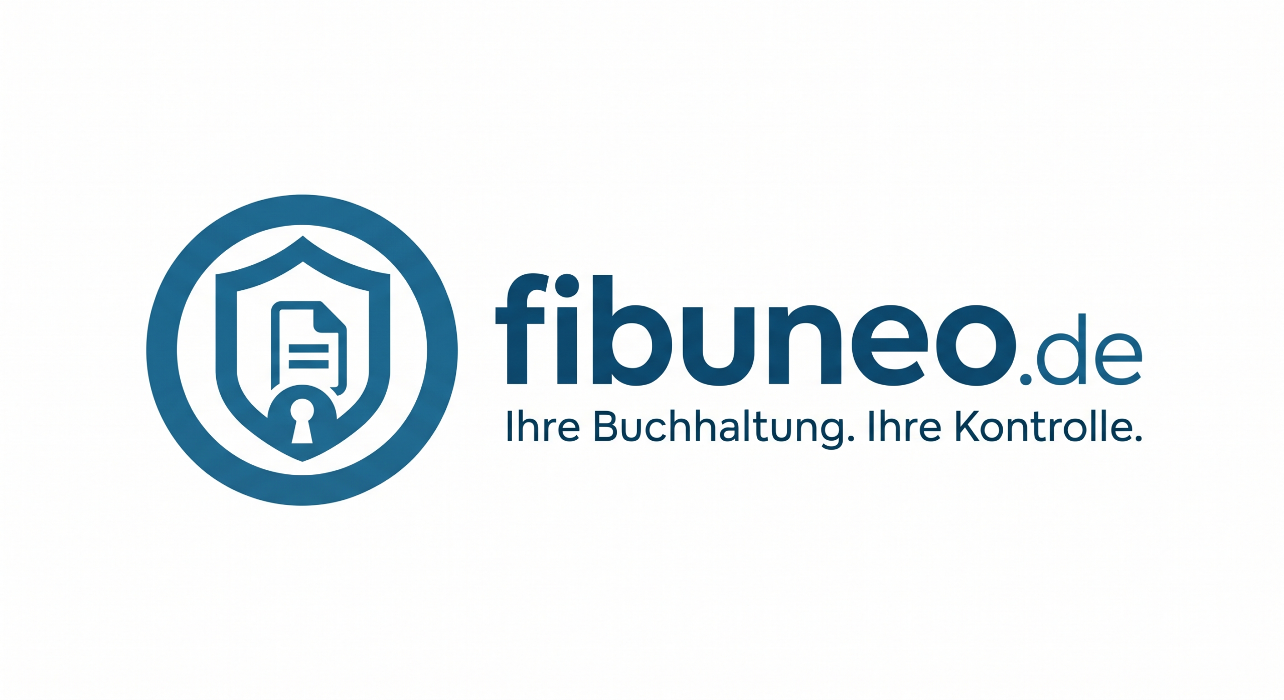 Firmenzeichen von fibuneo.de mit einem Schutzschild-Sinnbild und dem Leitspruch: Ihre Buchhaltung. Ihre Kontrolle.